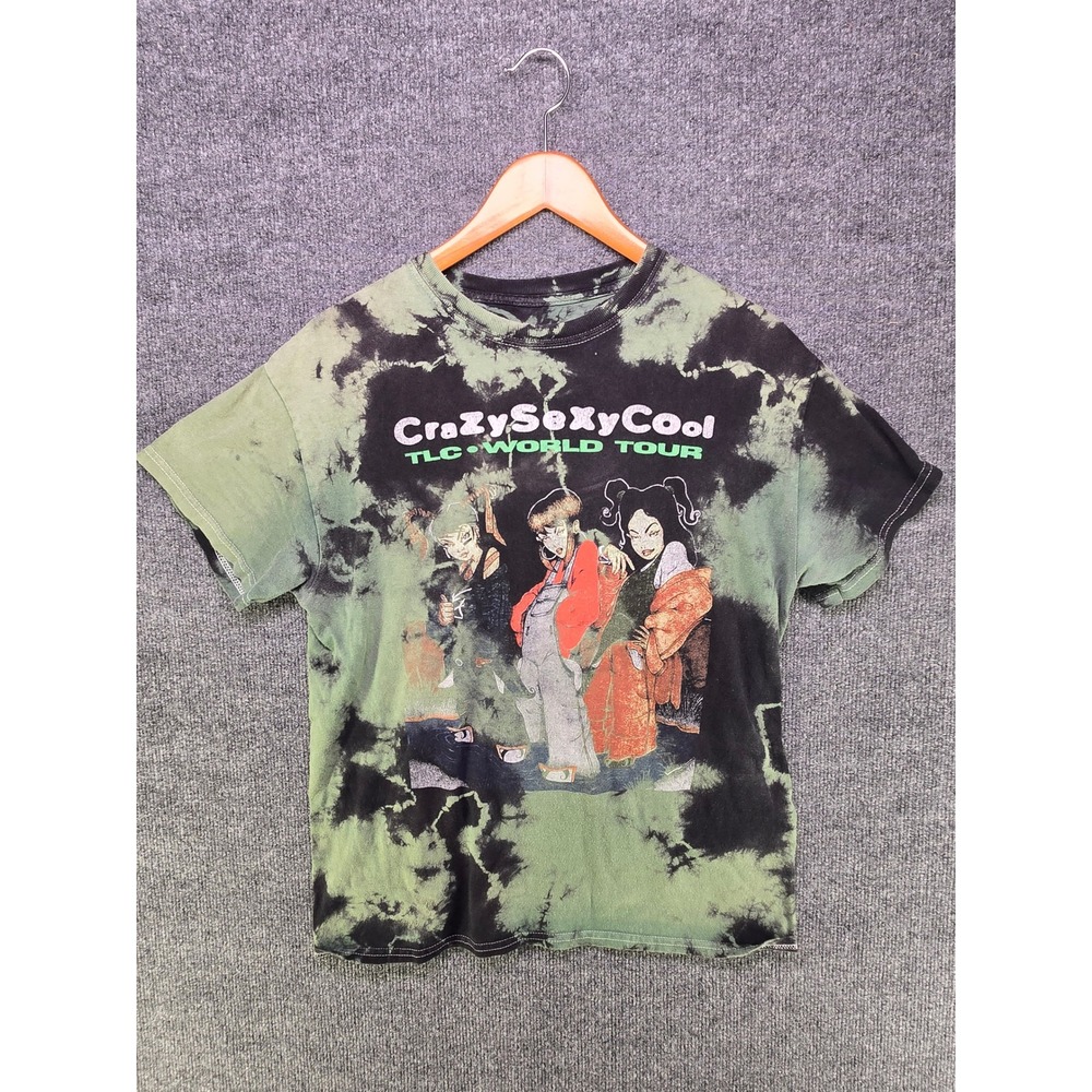 TLC CrazySexyCool World Tour Graphic Tee Green Black Tie Dye Shirt Medium